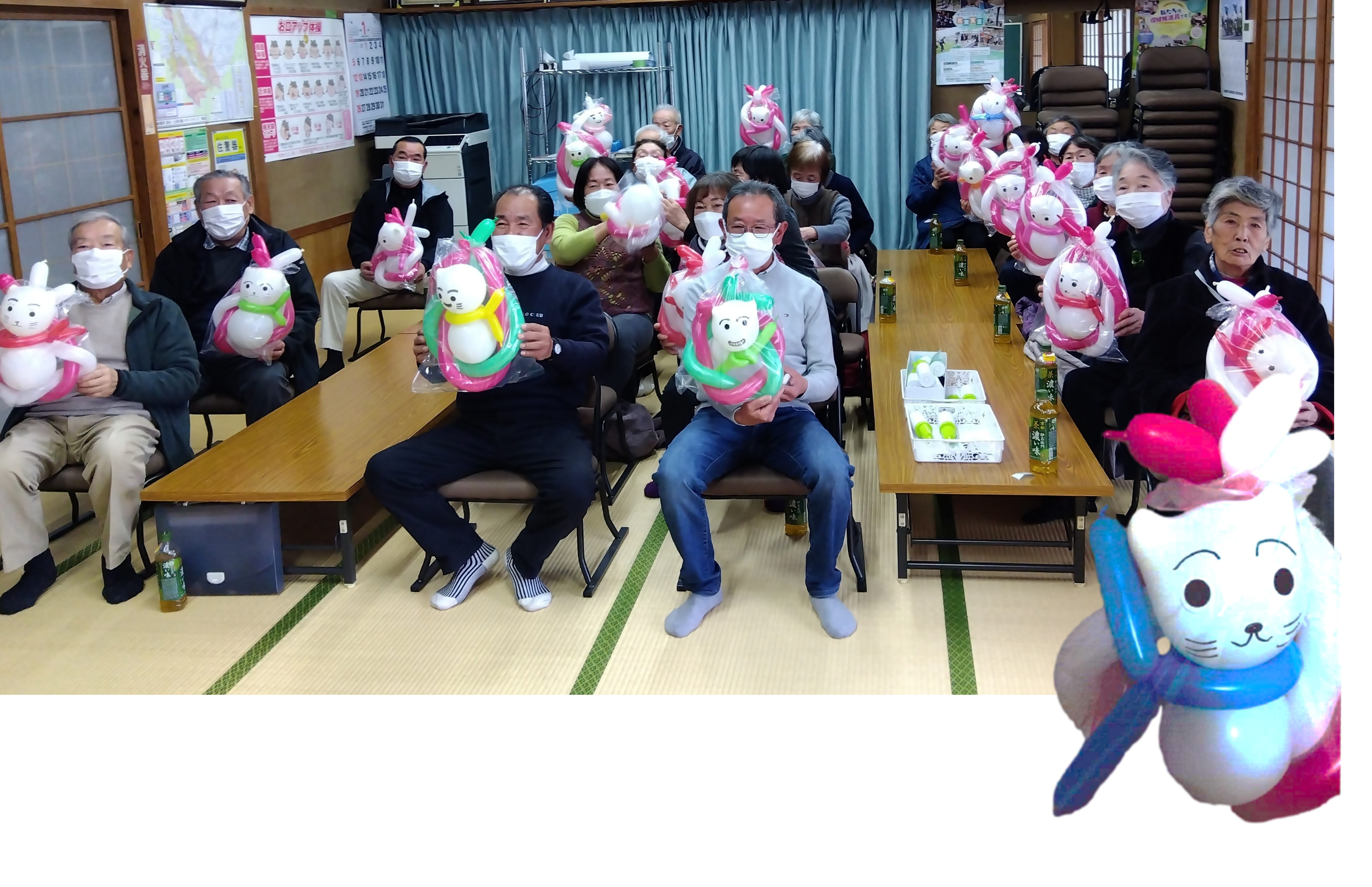 手作りの招き猫バルーンアート